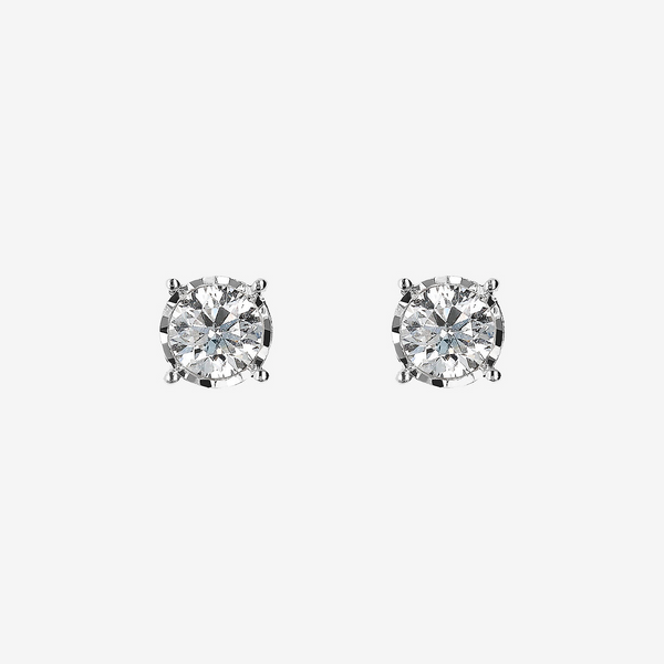 Orecchini Punto Luce Oro Bianco 375 con Diamanti Lab Grown 1Ct