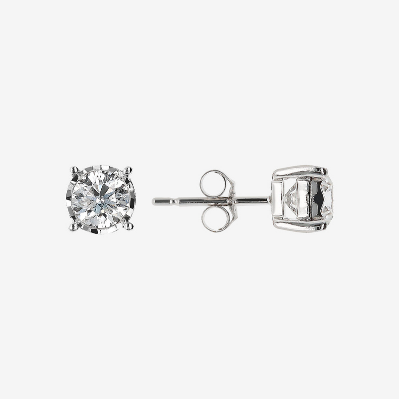 Boucles d'oreilles Light Point en or blanc 375 avec diamants cultivés en laboratoire de 0,1 ct