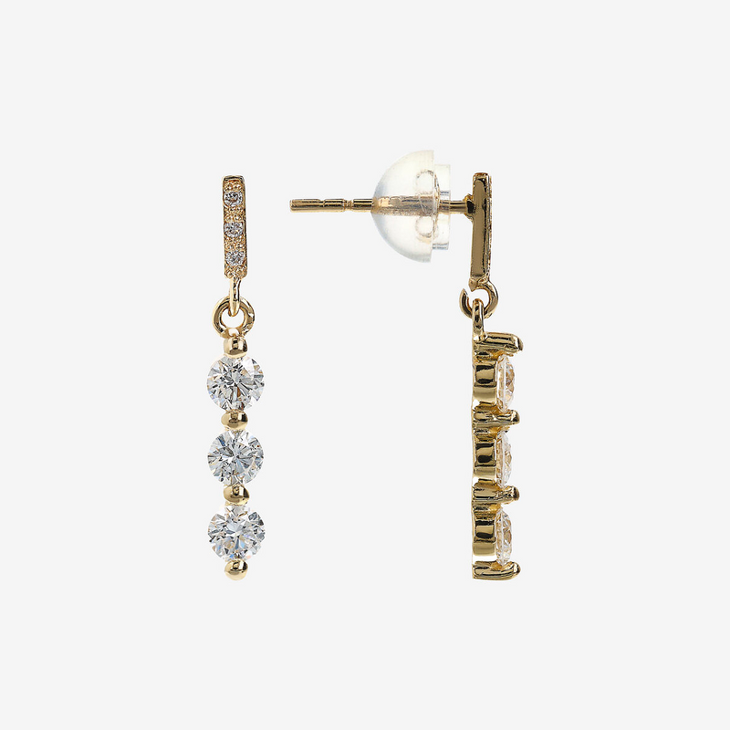Boucles d'oreilles pendantes en or jaune 375 avec diamants cultivés en laboratoire 0,24 ct