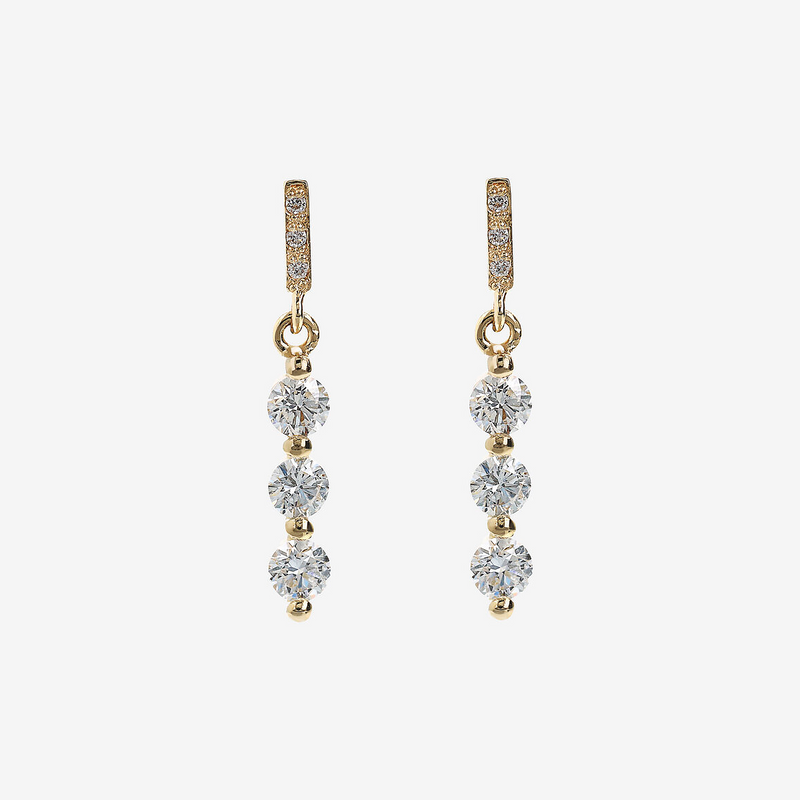 Boucles d'oreilles pendantes en or jaune 375 avec diamants cultivés en laboratoire 0,24 ct