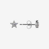 Orecchini Stella Oro Bianco 375 con Pavé di Diamanti Lab Grown 0.1Ct