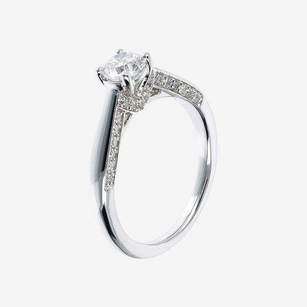 Solitärring aus 375er Weißgold mit Pavé und Lab-Grown-Diamant 0,75 ct