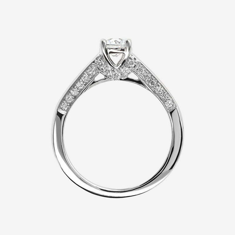 Anello Solitario Oro Bianco 375 con Pavé e Diamante Lab Grown 0.75Ct