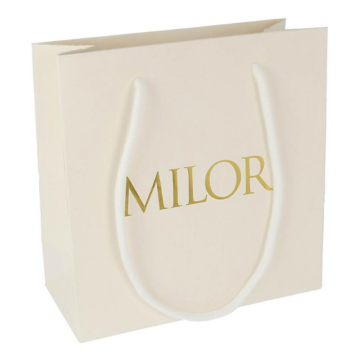 Milor Gift Bag. - White and Gold - 24.5x24.5x8 cm