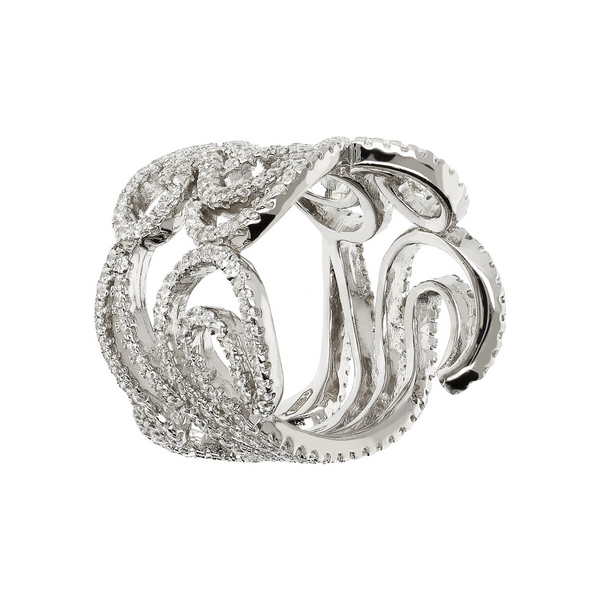 Perforated Band Ring with Cubic Zirconia