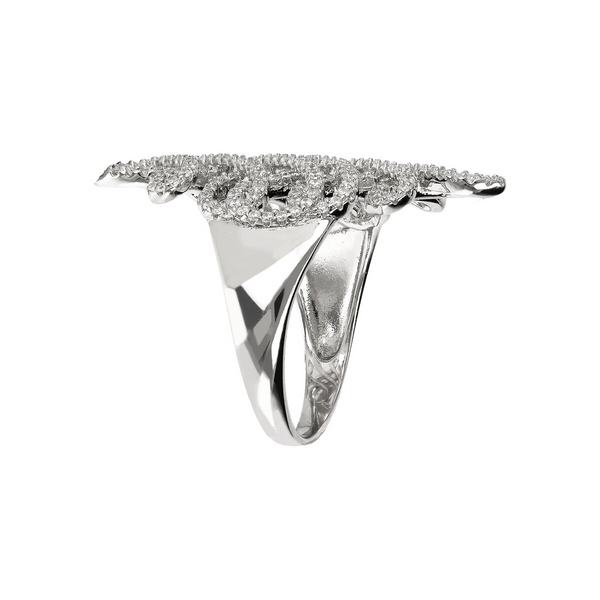 Openwork Intertwining Ring with Cubic Zirconia