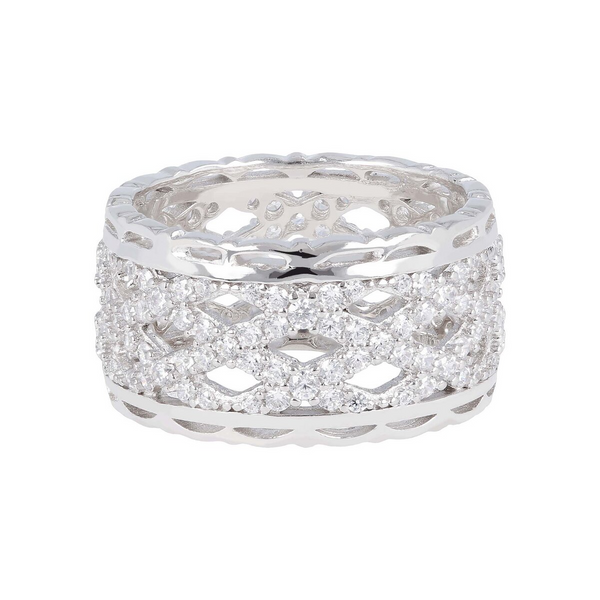 Perforated Band Ring with Cubic Zirconia