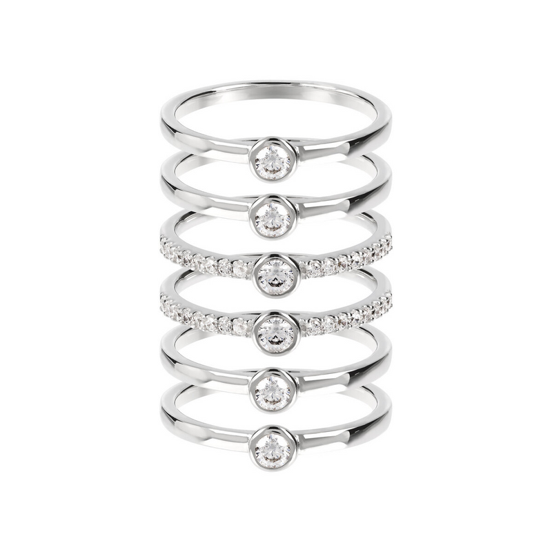 Solitaire Ring Set with Cubic Zirconia