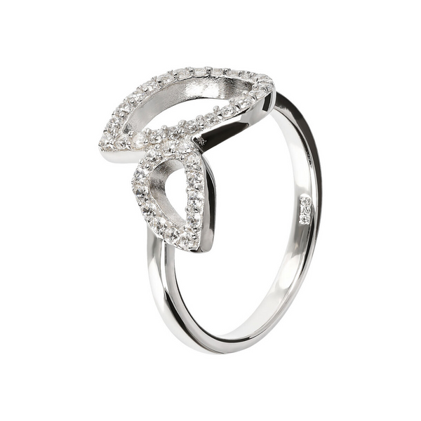 Ring with Double Drop Element in Cubic Zirconia