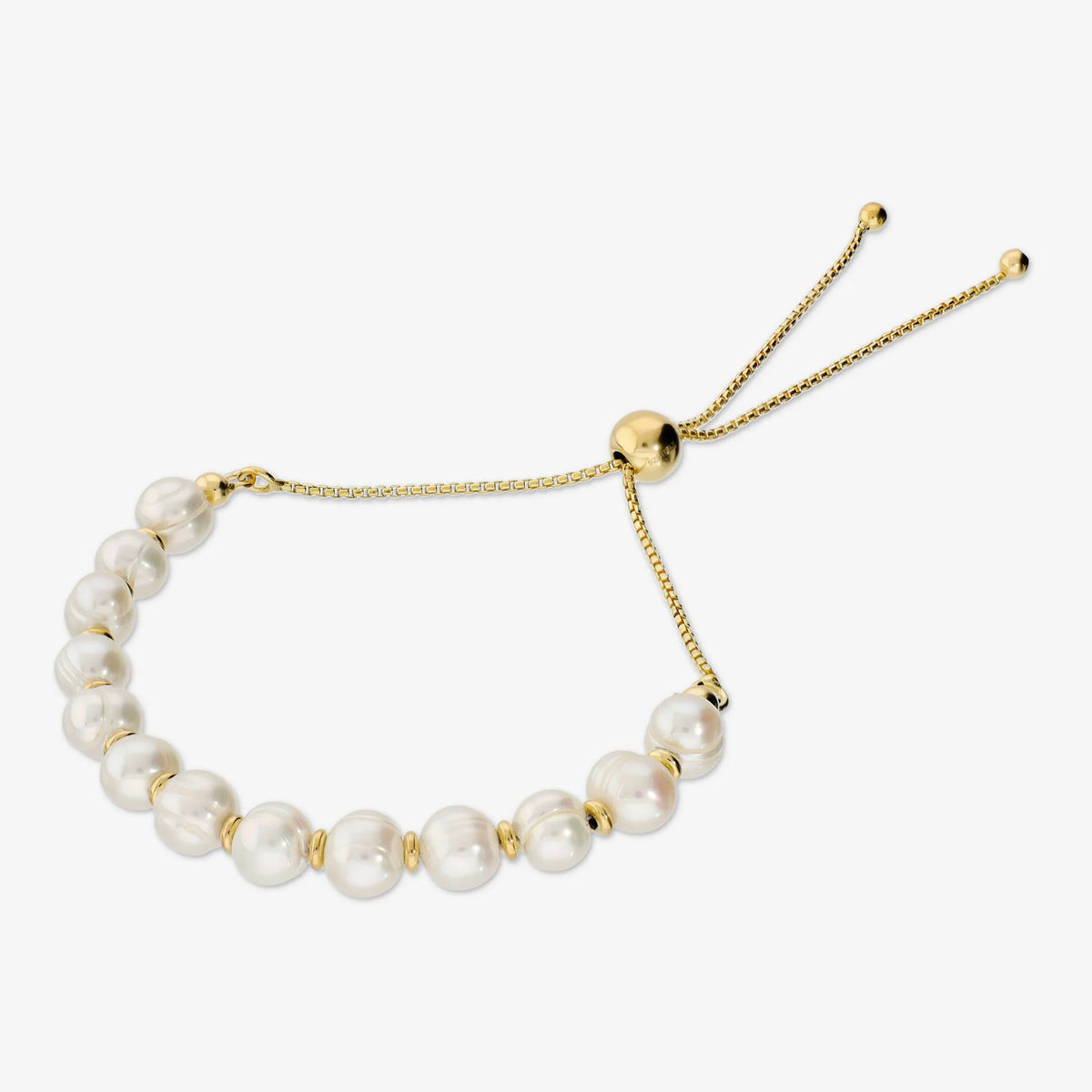 925 Silver Bracelet plated with 18Kt Yellow Gold with White Freshwater Pearls Ø 6/7 mm