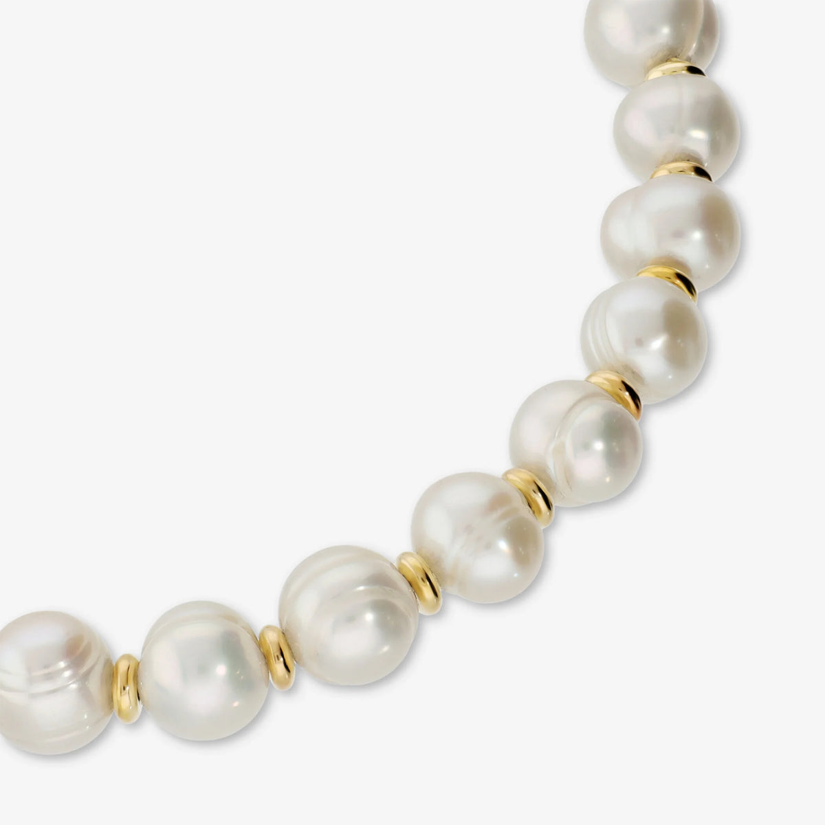925 Silver Bracelet plated with 18Kt Yellow Gold with White Freshwater Pearls Ø 6/7 mm