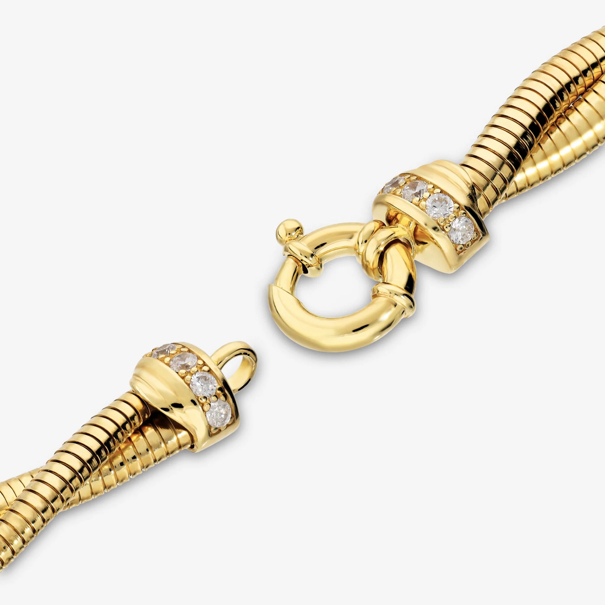 Bracciale Maglia Tubogas a Intreccio in Argento 925 placcato Oro Giallo 18Kt con Cubic Zirconia