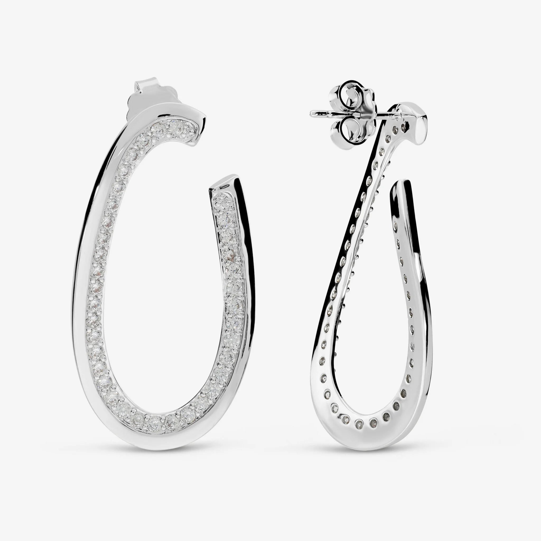 Orecchini a Cerchio Semi Aperti con Cubic Zirconia