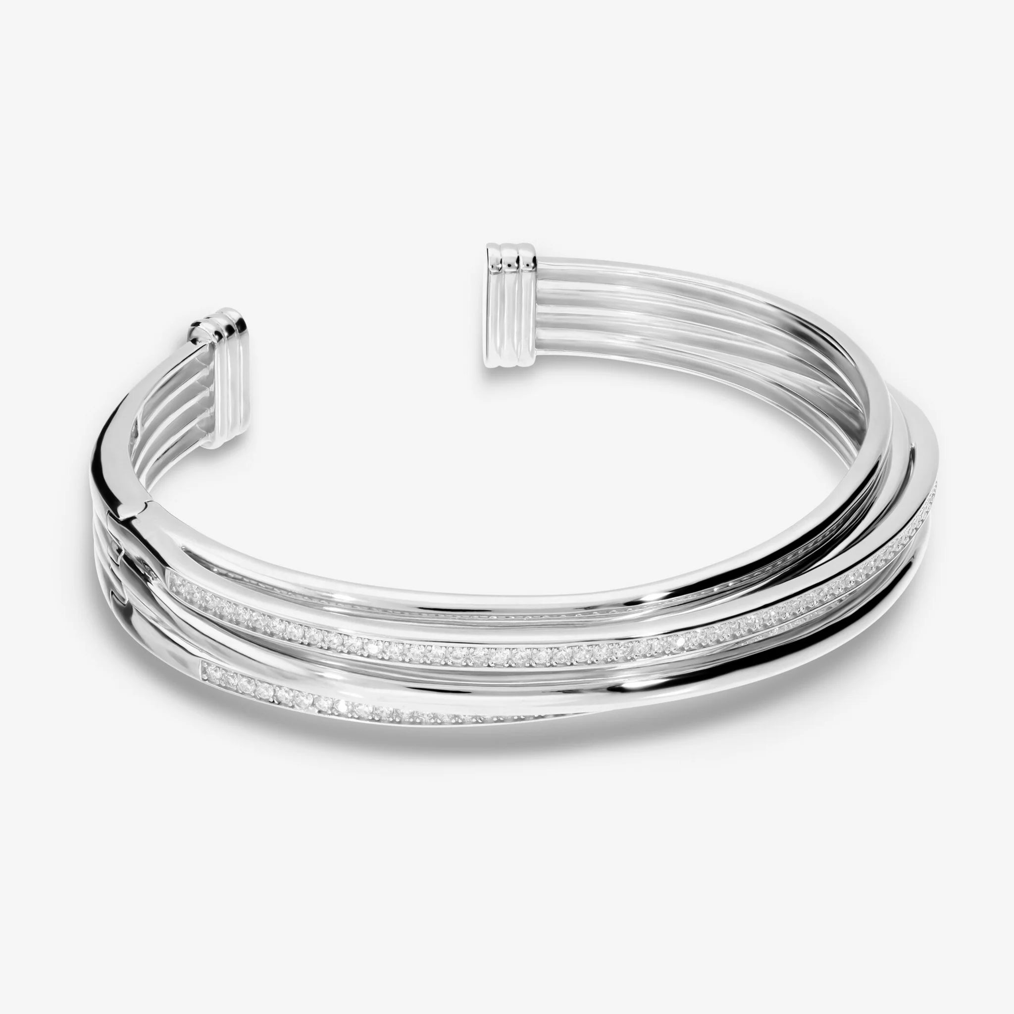 Bracciale Rigido Intrecciato in Argento 925 placcato Platino