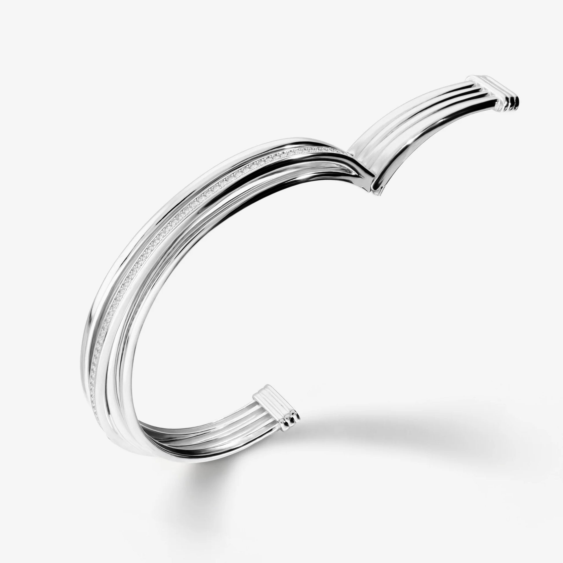 Bracciale Rigido Intrecciato in Argento 925 placcato Platino