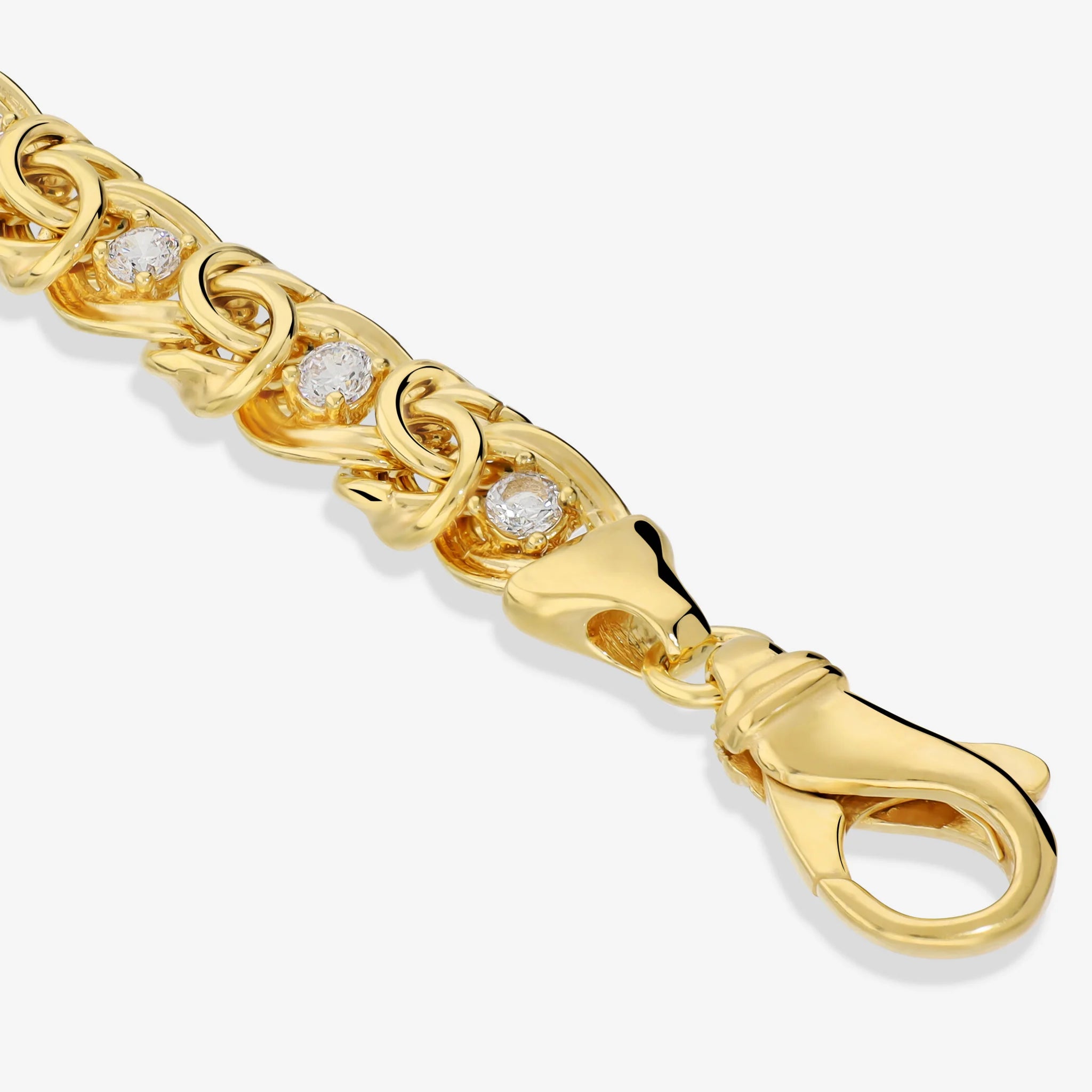 Bracciale Maglia Bizantina in Argento 925 placcato Oro Giallo 18Kt con Cubic Zirconia