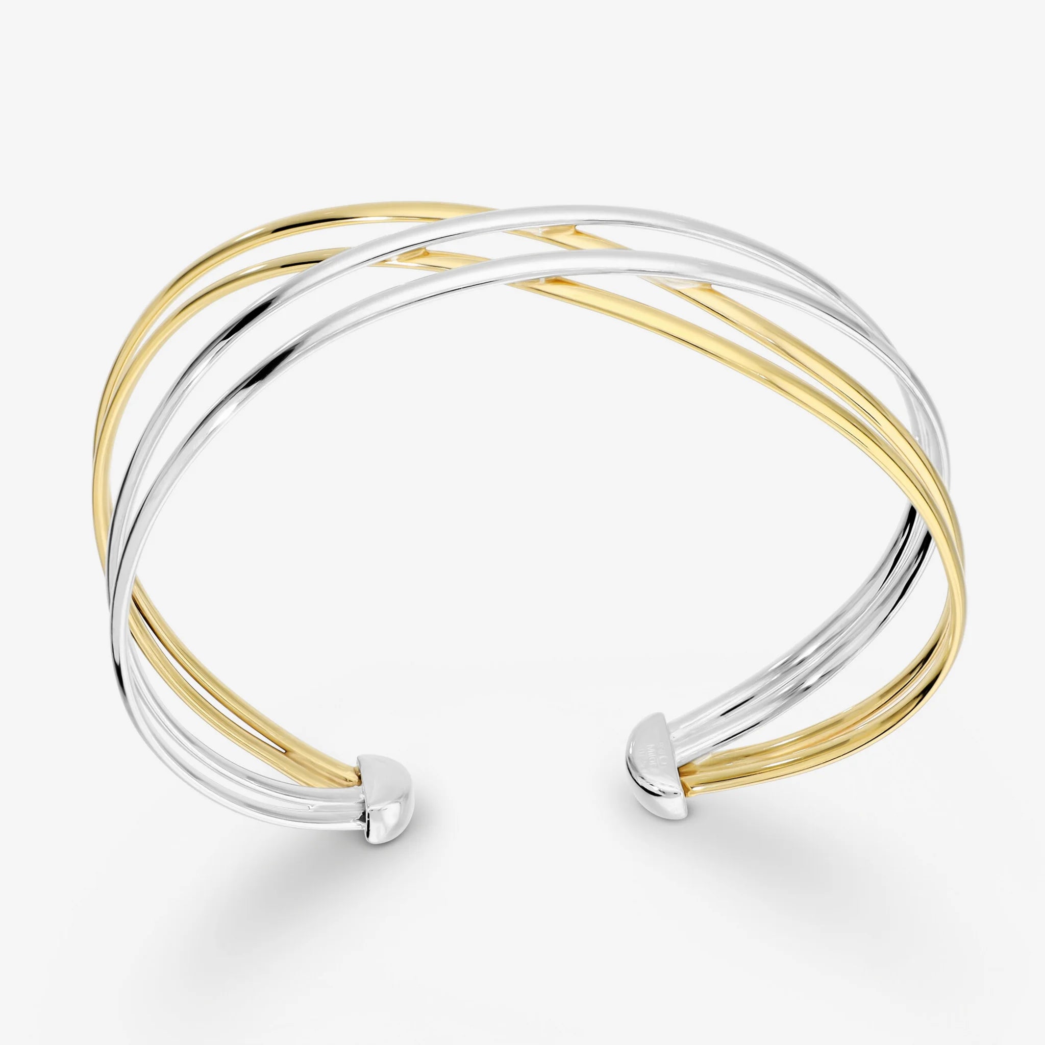 Bracciale Rigido Bicolore a Intreccio in Argento 950