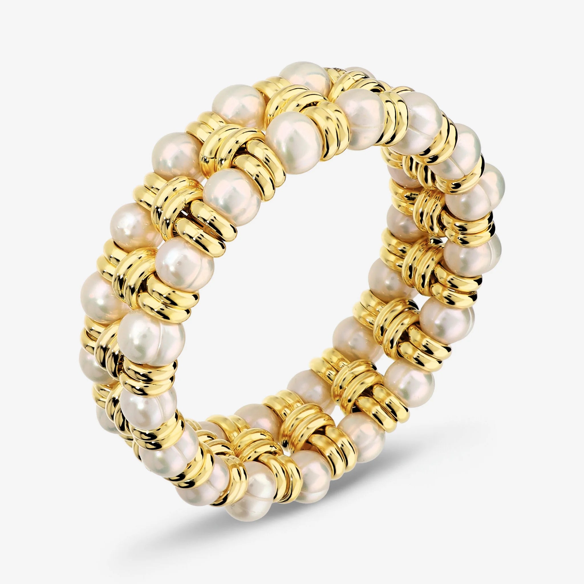 Bracciale Elastico con Perle Bianche d'Acqua Dolce Ø 8/9 mm