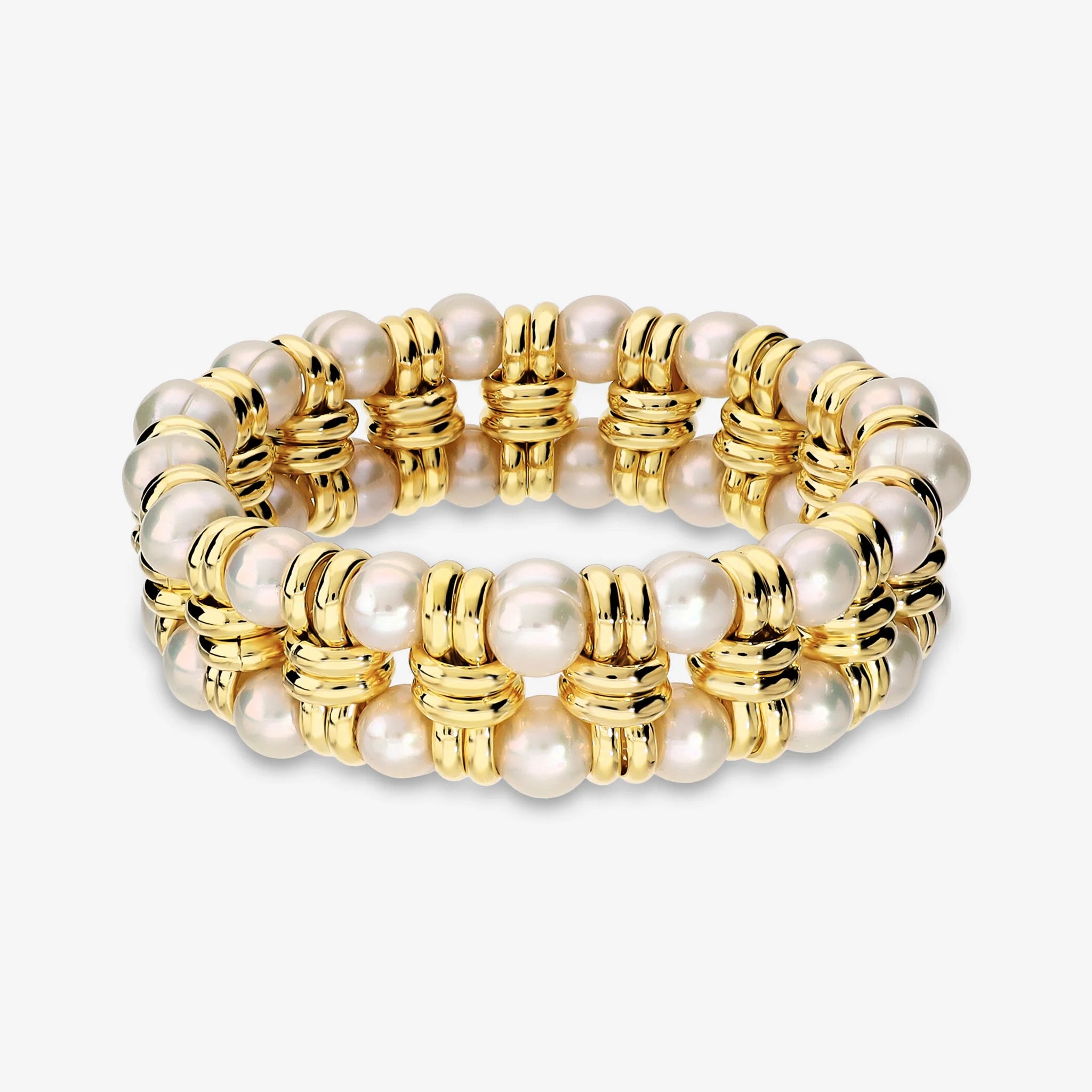 Bracciale Elastico con Perle Bianche d'Acqua Dolce Ø 8/9 mm