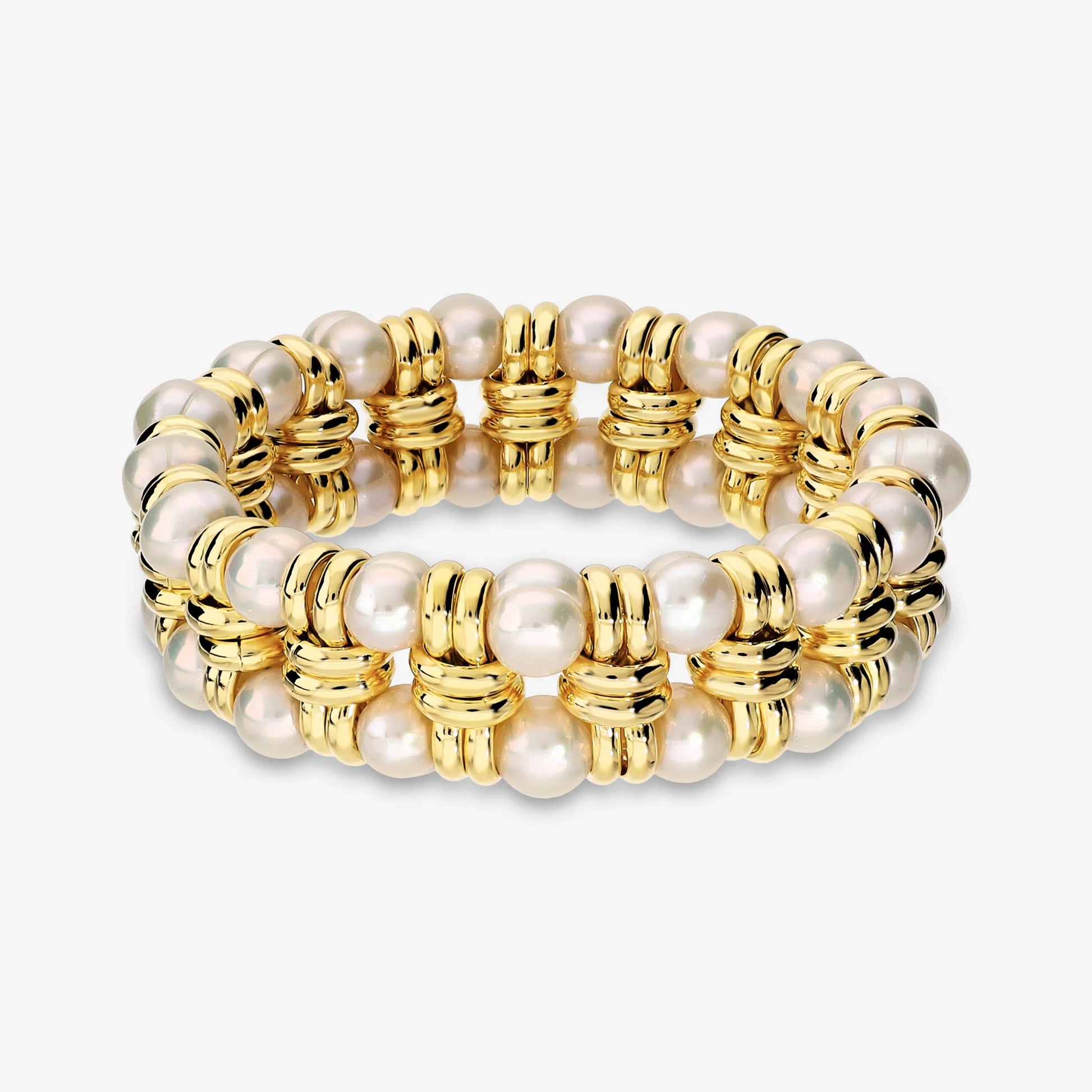 Bracciale Elastico con Perle Bianche d'Acqua Dolce Ø 8/9 mm