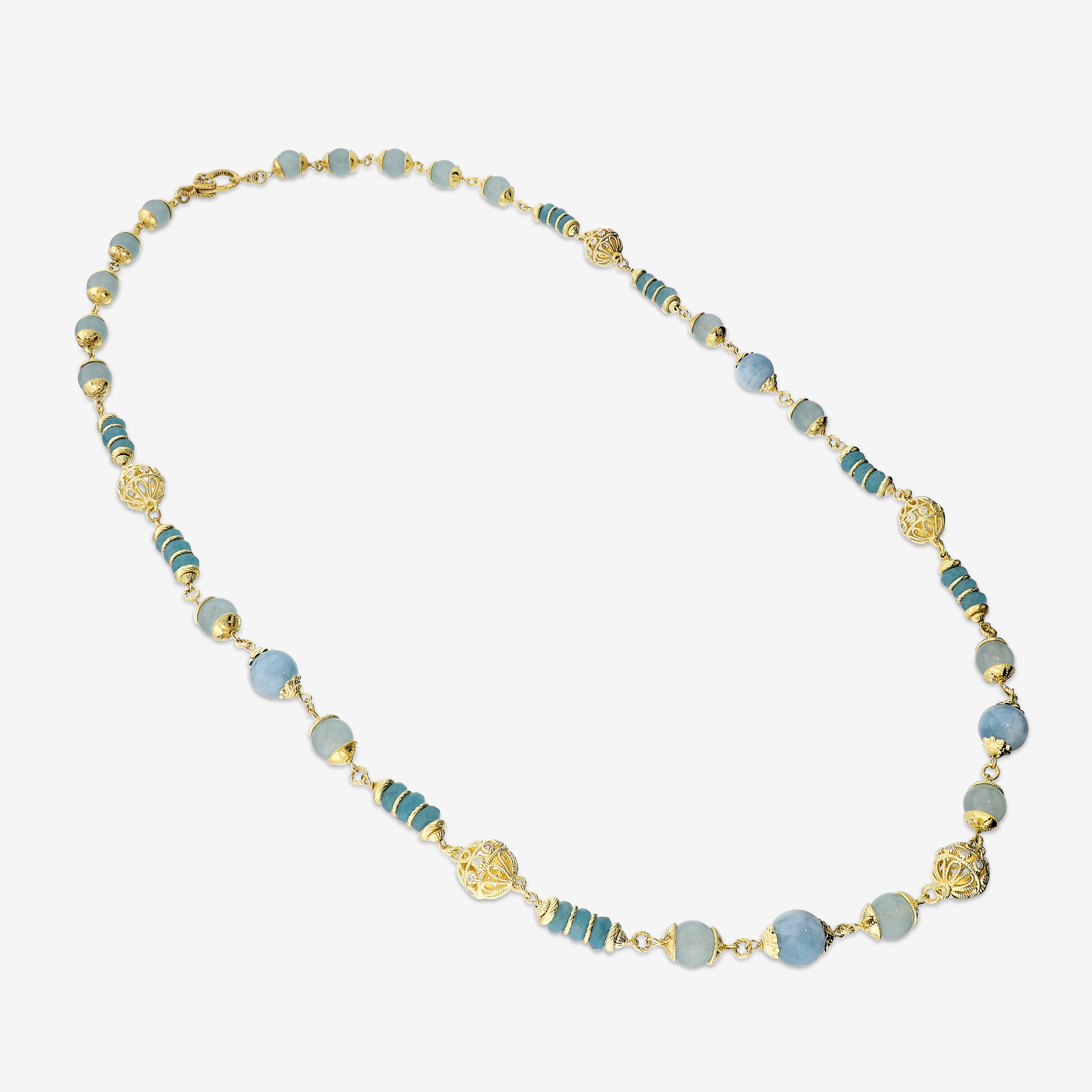 Collana Lunga in Argento 925 placcato Oro Giallo 18Kt con Pietre Naturali di Quarzite