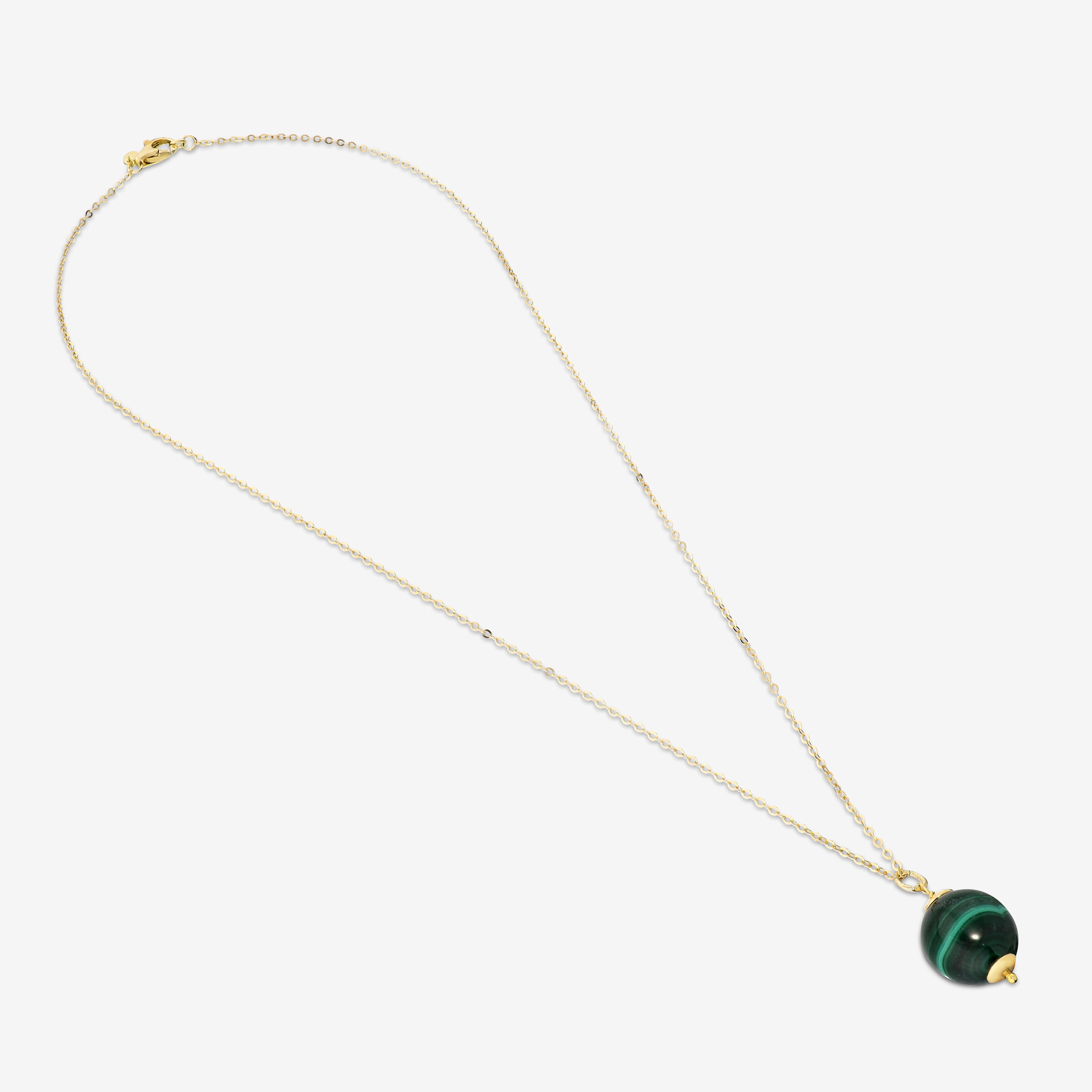Collana in Argento 925 placcato Oro Giallo 18Kt con Pendente a Sfera in Pietra Naturale