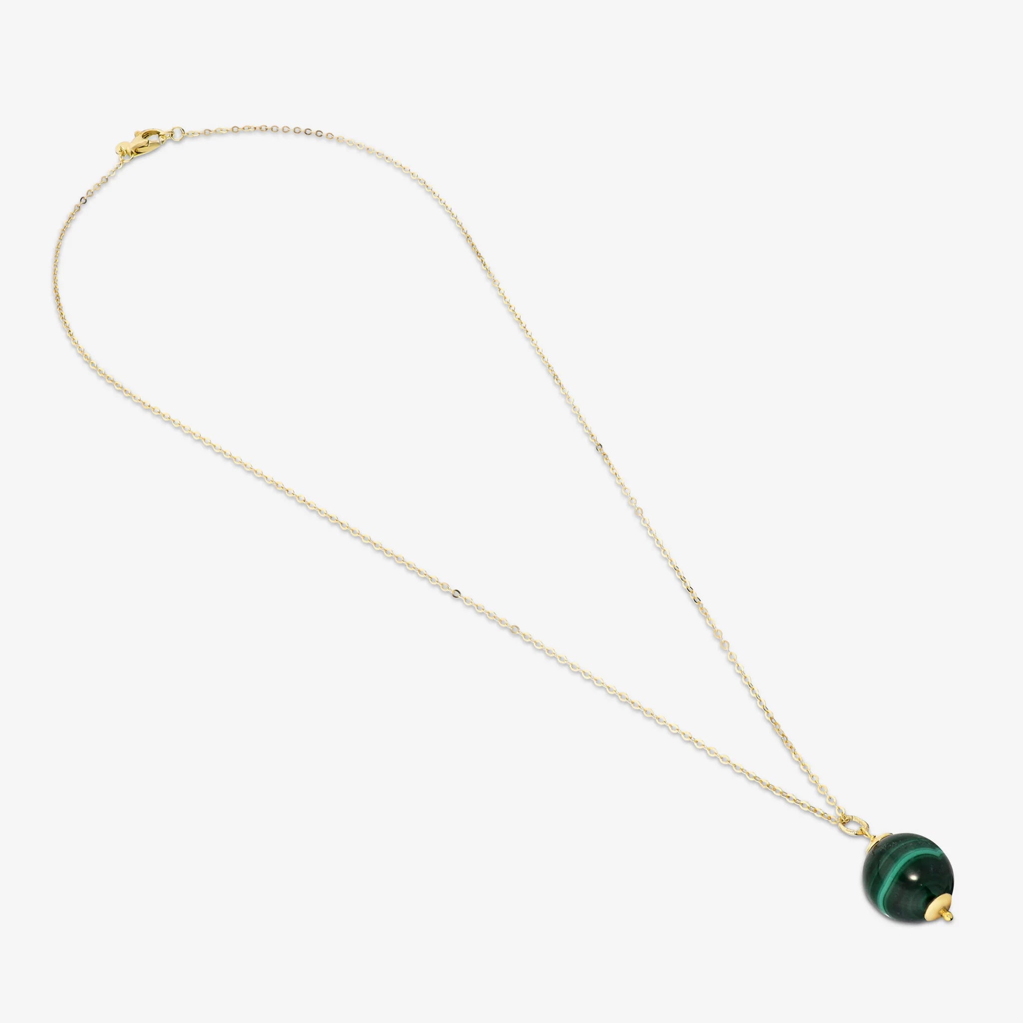Collana in Argento 925 placcato Oro Giallo 18Kt con Pendente a Sfera in Pietra Naturale