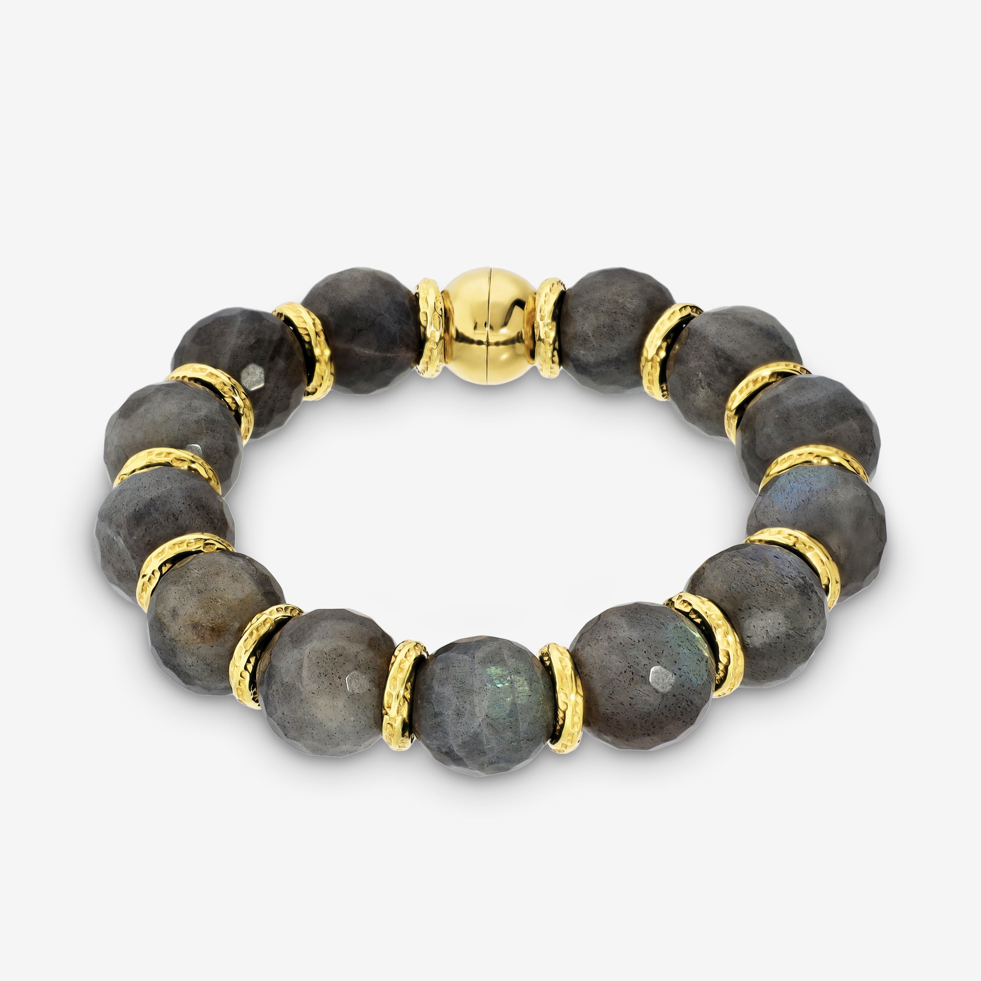 Bracciale in Argento 925 placcato Oro Giallo 18Kt con Pietre Naturali di Labradorite
