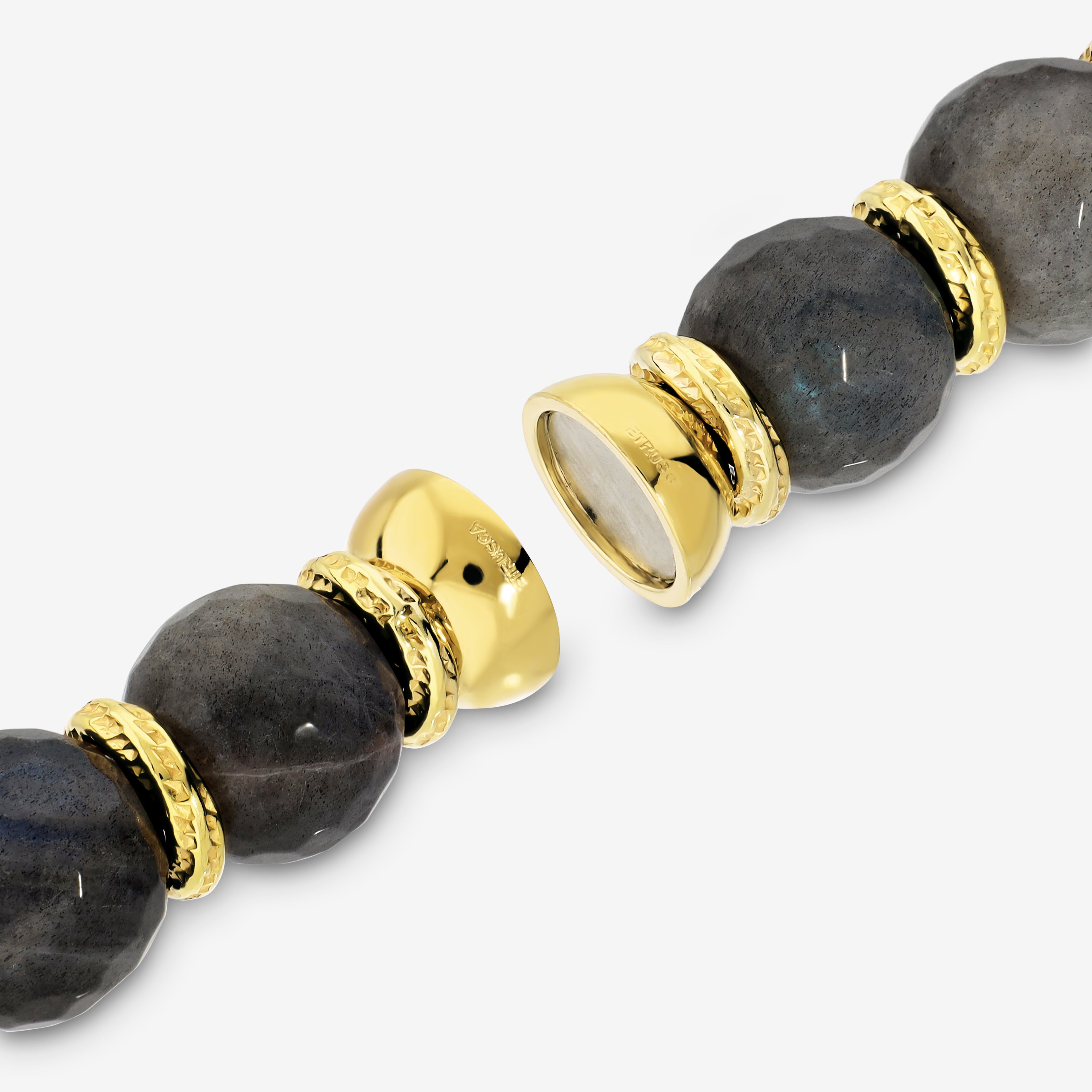 Bracciale in Argento 925 placcato Oro Giallo 18Kt con Pietre Naturali di Labradorite