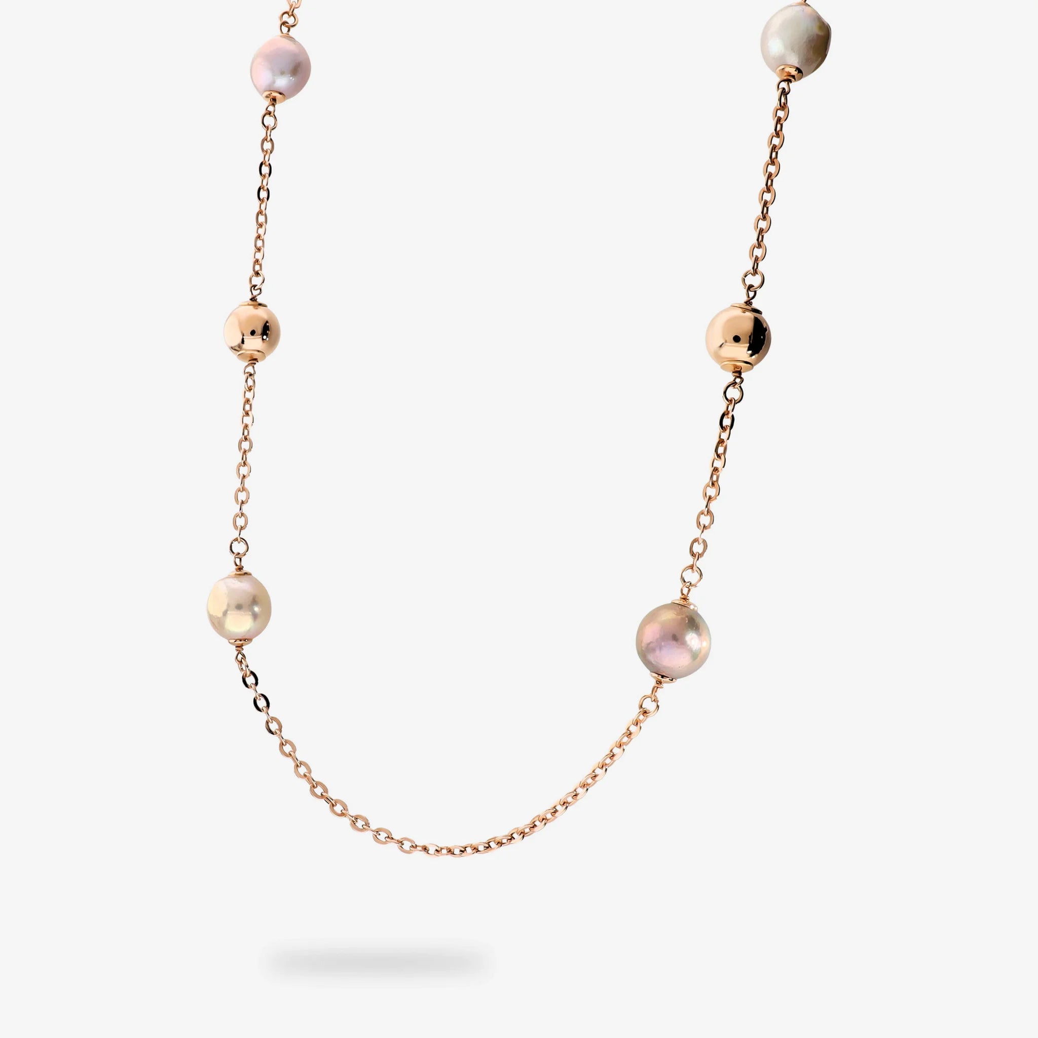 Collana Lunga con Bead Lucide e Perle Multicolor d'Acqua Dolce Ø 12/13 mm