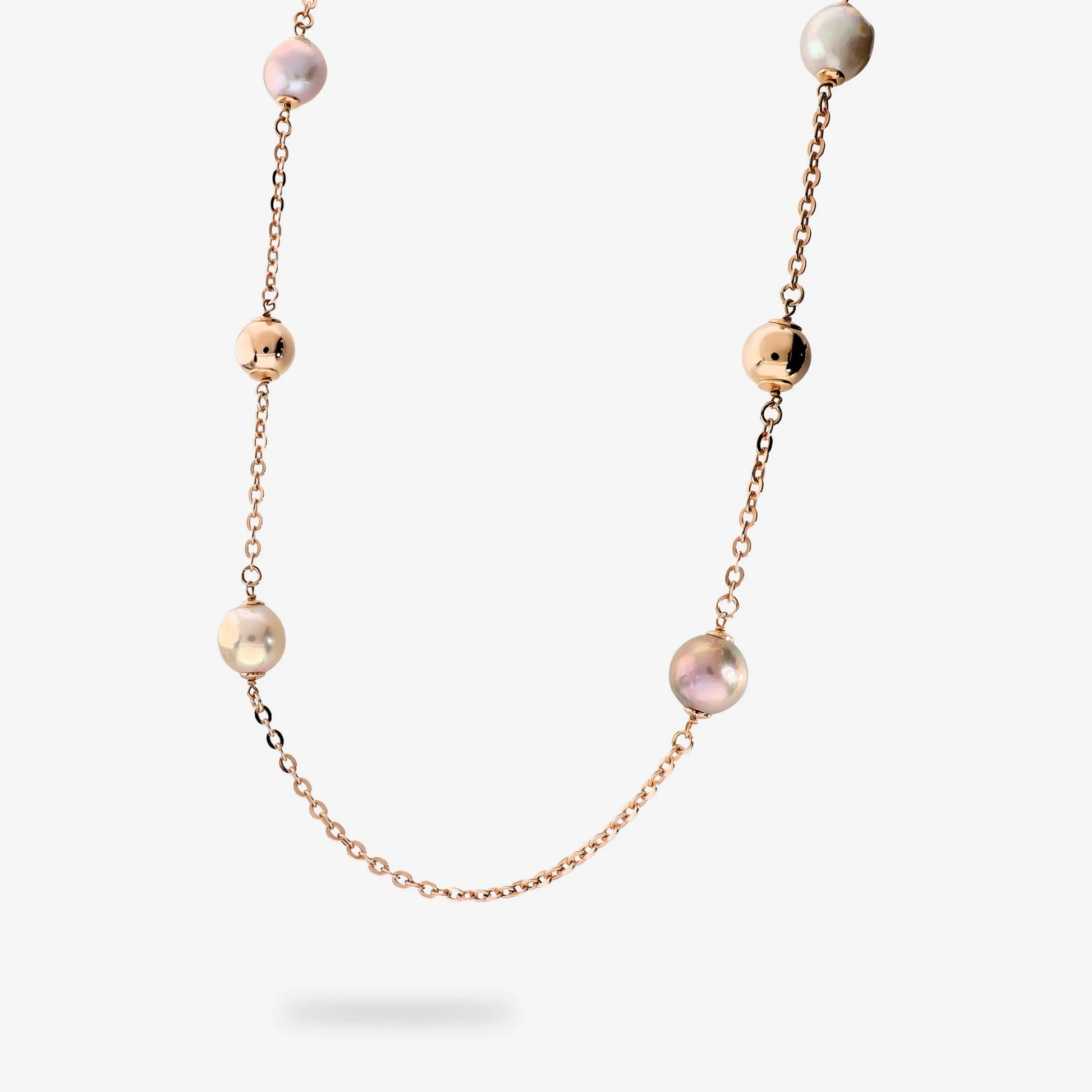 Collana Lunga con Bead Lucide e Perle Multicolor d'Acqua Dolce Ø 12/13 mm