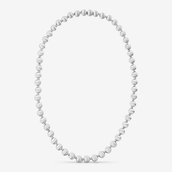 Collana in Argento 925 placcato Platino con Bead Satinate