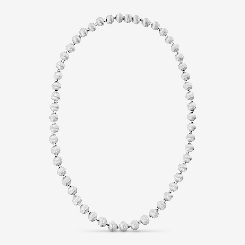 Collana in Argento 925 placcato Platino con Bead Satinate