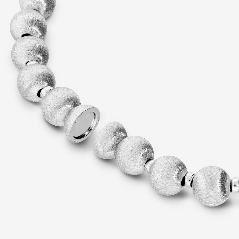 Collana in Argento 925 placcato Platino con Bead Satinate