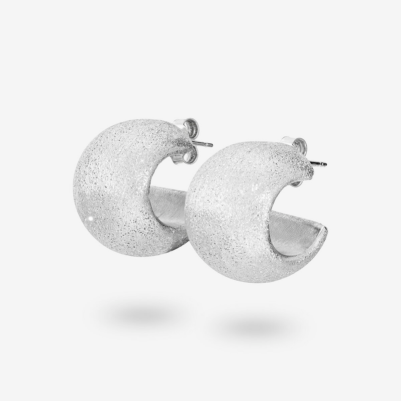 Orecchini a Cerchio Satinati in Argento 925 placcato Platino