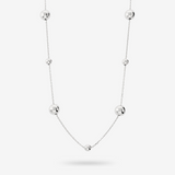 Collana Lunga in Argento 925 placcato Platino con Bead Lucide Alternate