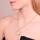 Collana Maglia Corda in Argento 925 placcato Oro Giallo 18Kt con Pendente Moneta