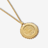 Collana Maglia Corda in Argento 925 placcato Oro Giallo 18Kt con Pendente Moneta