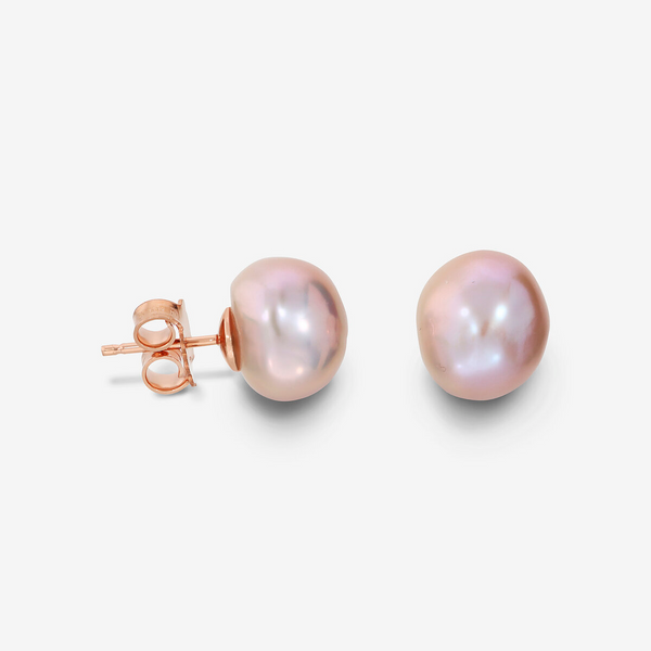 Orecchini in Argento 925 placcato Oro Rosa 18Kt con Perle Barocche a Pepita Multicolor d'Acqua Dolce Ø 11/12 mm