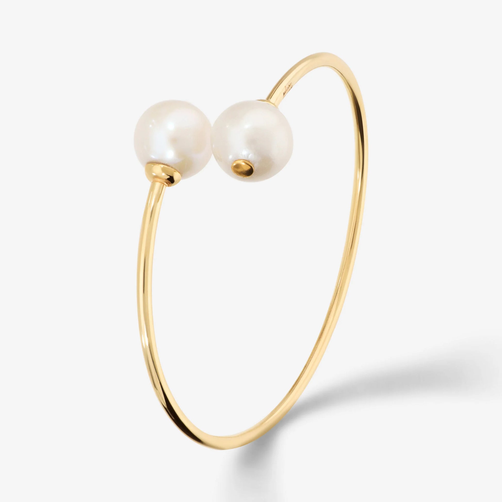 Bracciale Contrarié in Argento 925 placcato Oro Giallo 18Kt con Perle Bianche d'Acqua Dolce Ø 12/13 mm