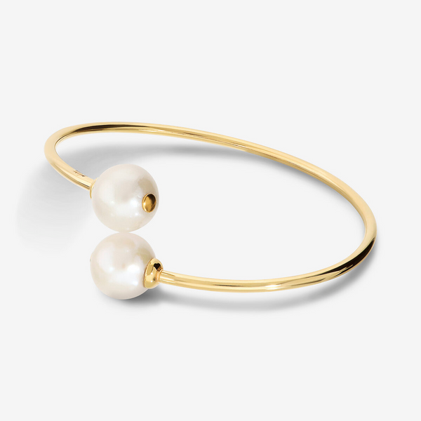Bracciale Contrarié in Argento 925 placcato Oro Giallo 18Kt con Perle Bianche d'Acqua Dolce Ø 12/13 mm