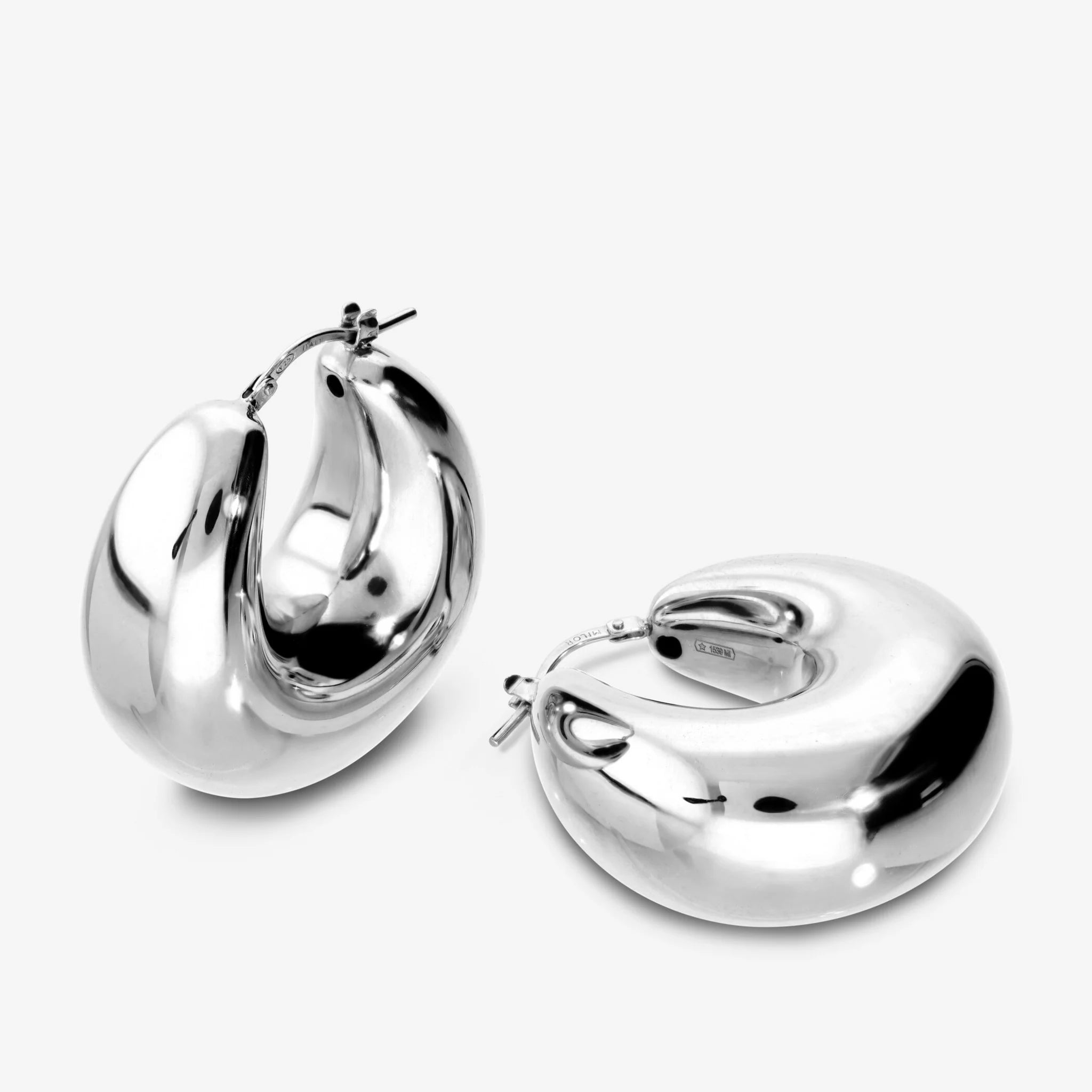 Orecchini a Cerchio Graduati in Argento 925 placcato Platino
