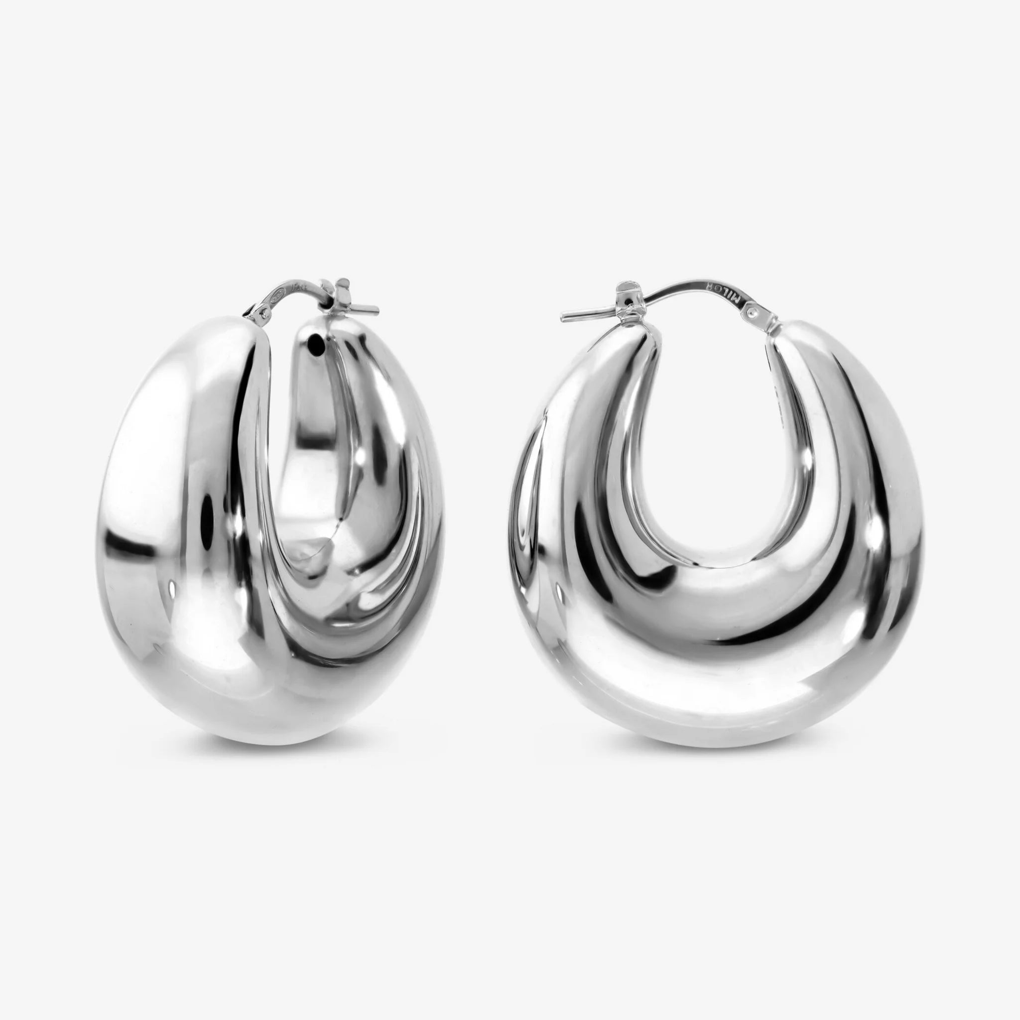 Orecchini a Cerchio Bombati in Argento 925 placcato Platino