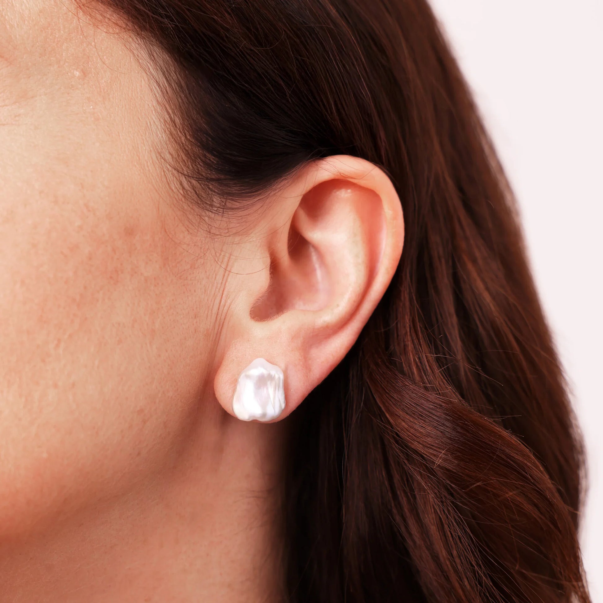 Earrings in 925 Silver plated with 18Kt White Gold with Freshwater Keshi Pearls Ø 11/12 mm