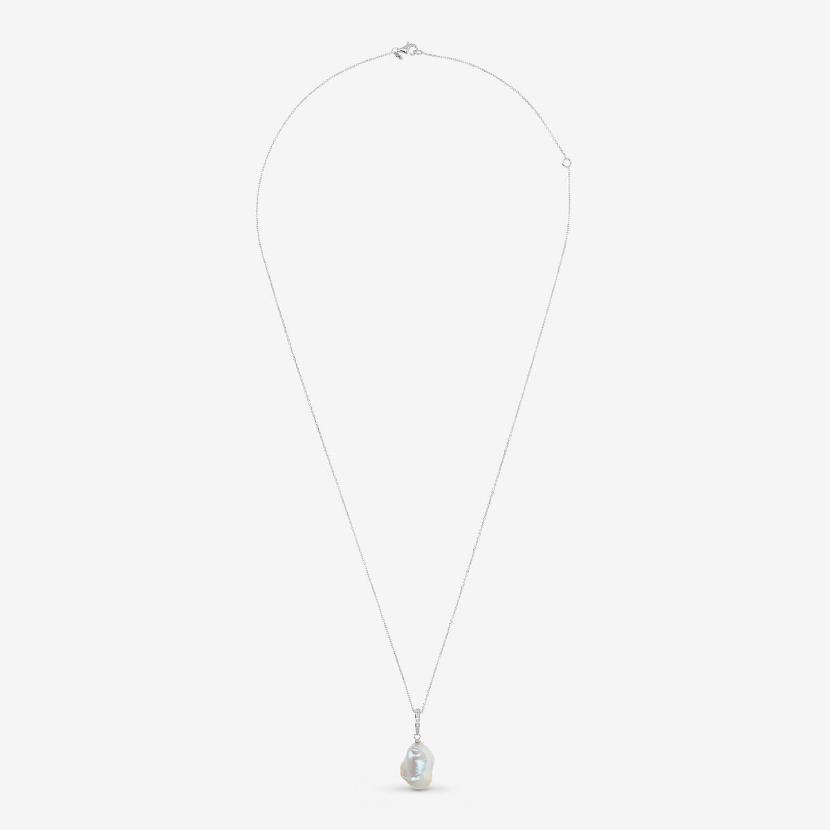Collana Maglia Diamantata in Argento 925 placcato Oro Bianco 18Kt con Cubic Zirconia e Perla Scaramazza d'Acqua Dolce
