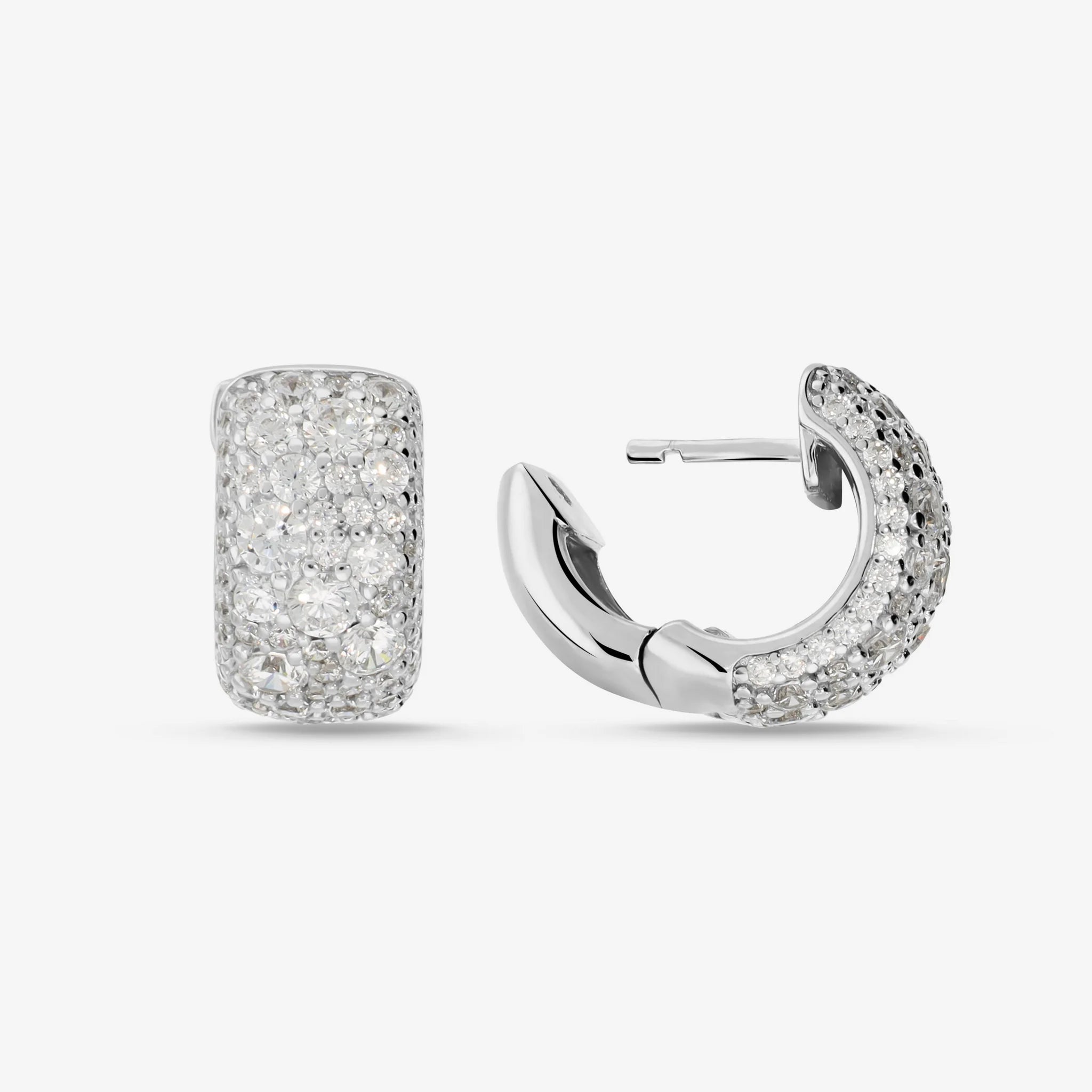 Orecchini a Cerchio in Argento 925 placcato Platino con Pavé di Cubic Zirconia