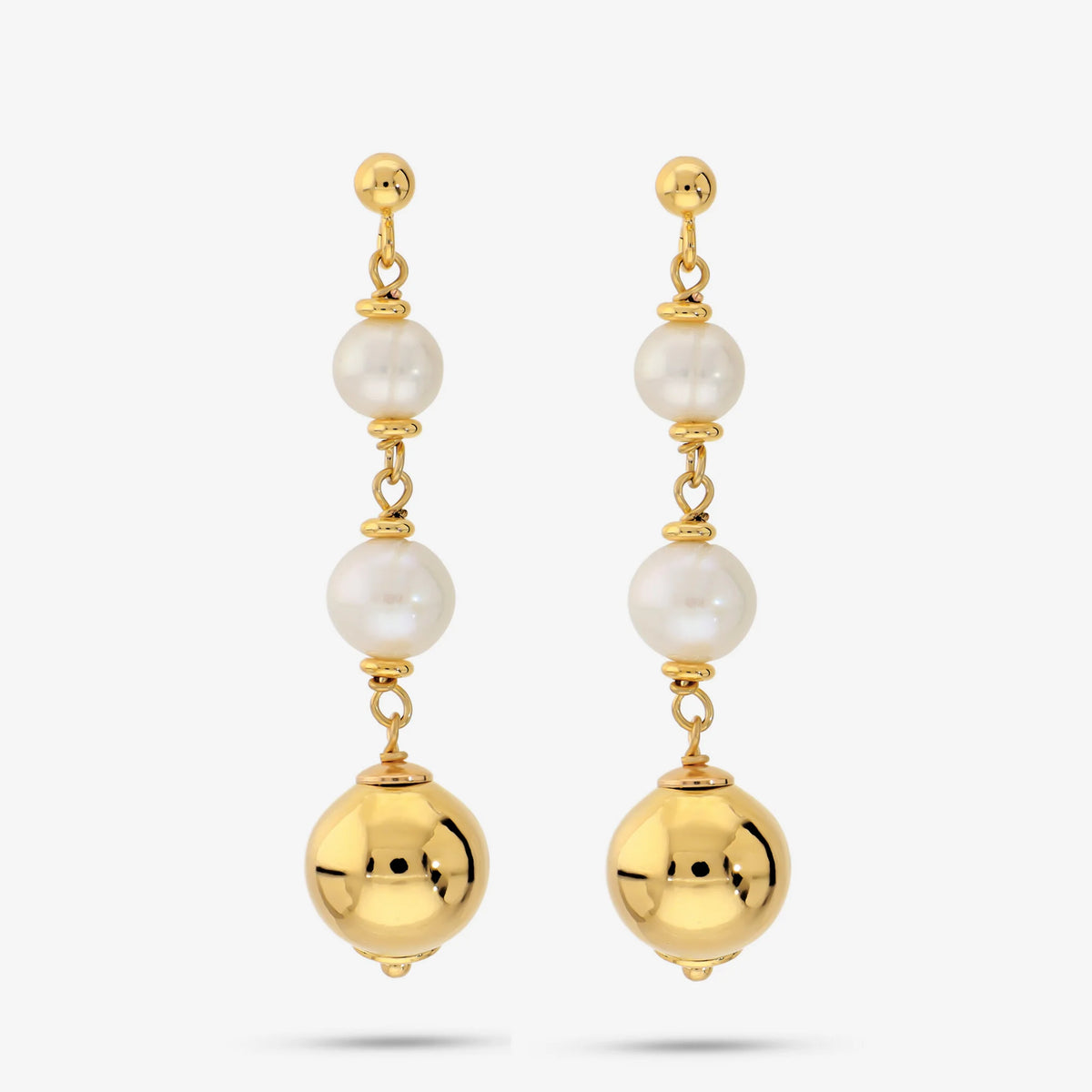 Orecchini Pendenti con Bead Lucida e Perle Cerchiate d'Acqua Dolce Graduate Ø 6/9 mm