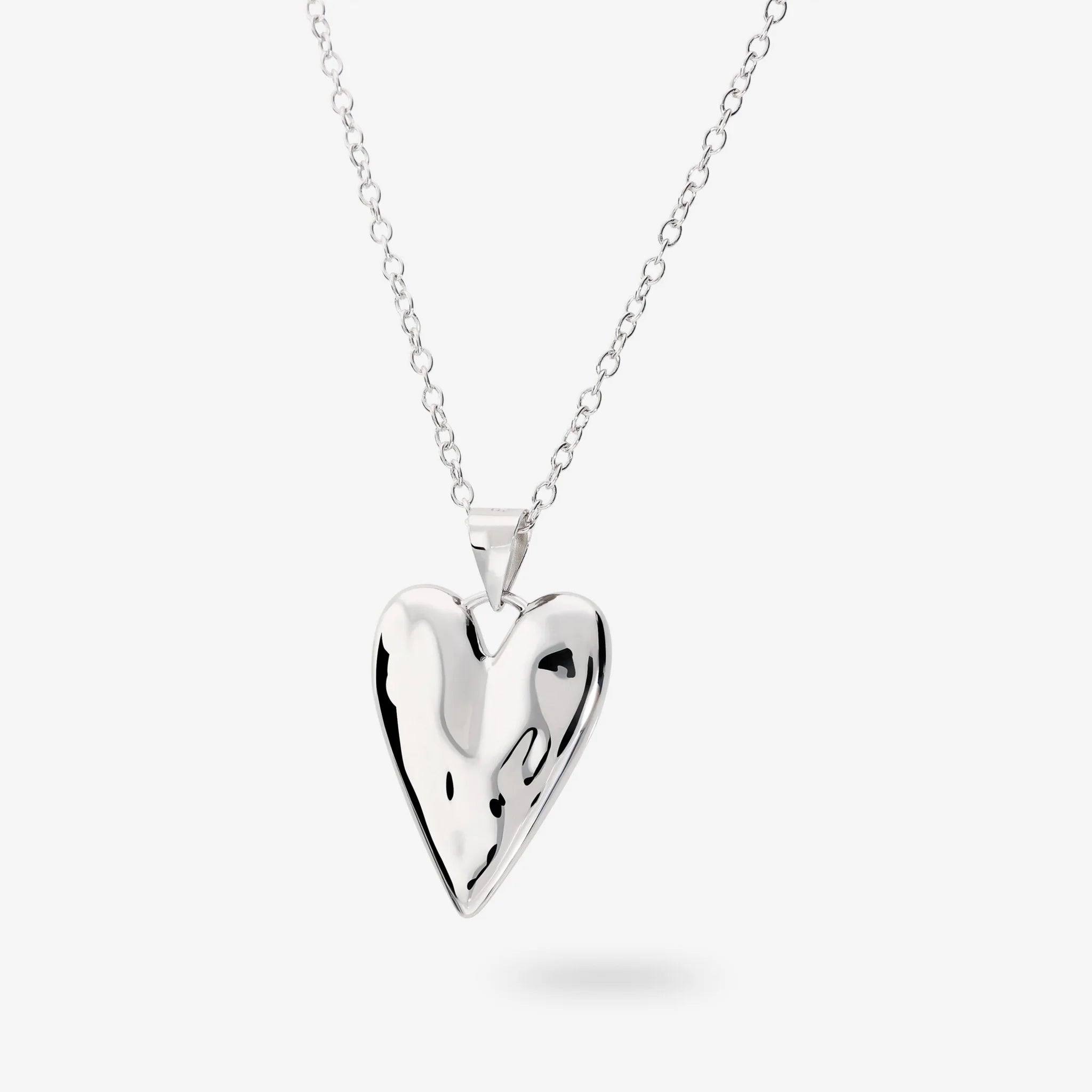 Collana in Argento 925 placcato Platino con Cuore Lucido