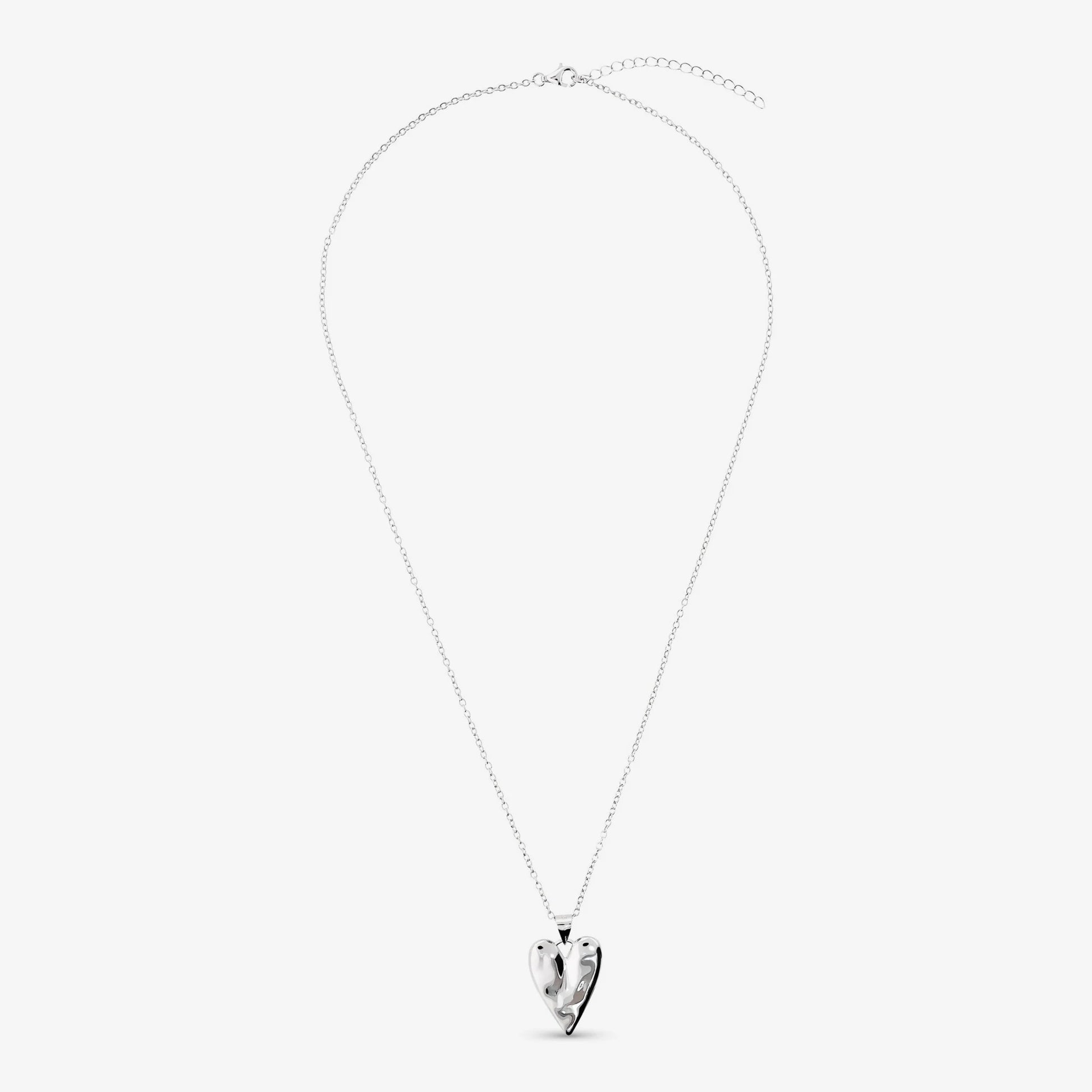 Collana in Argento 925 placcato Platino con Cuore Lucido