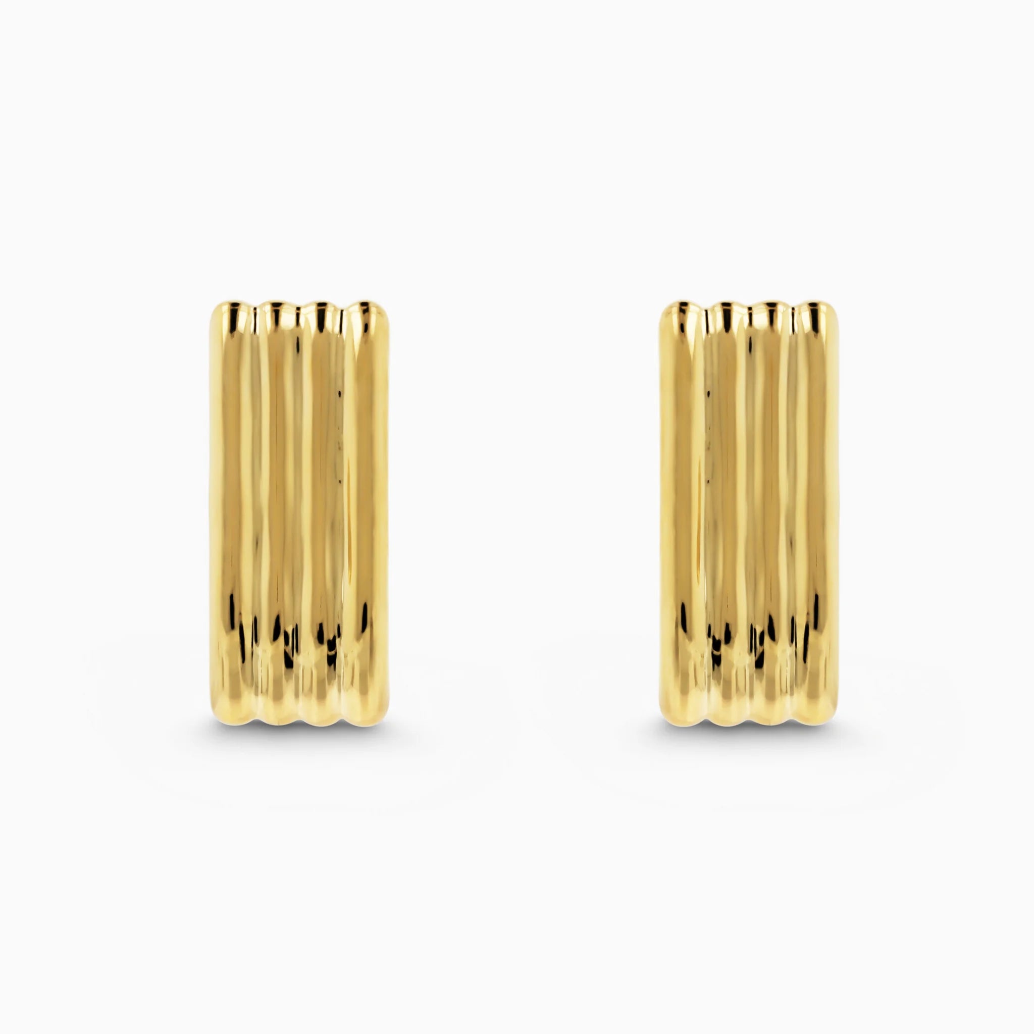 Orecchini a Lobo in Argento 925 placcato Oro Giallo 18Kt Finitura Rigata
